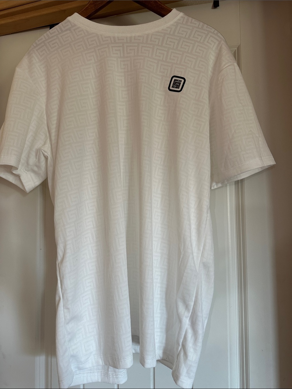 Men's White Short Sleeve Embossed Logo Tee by Unknown Brand